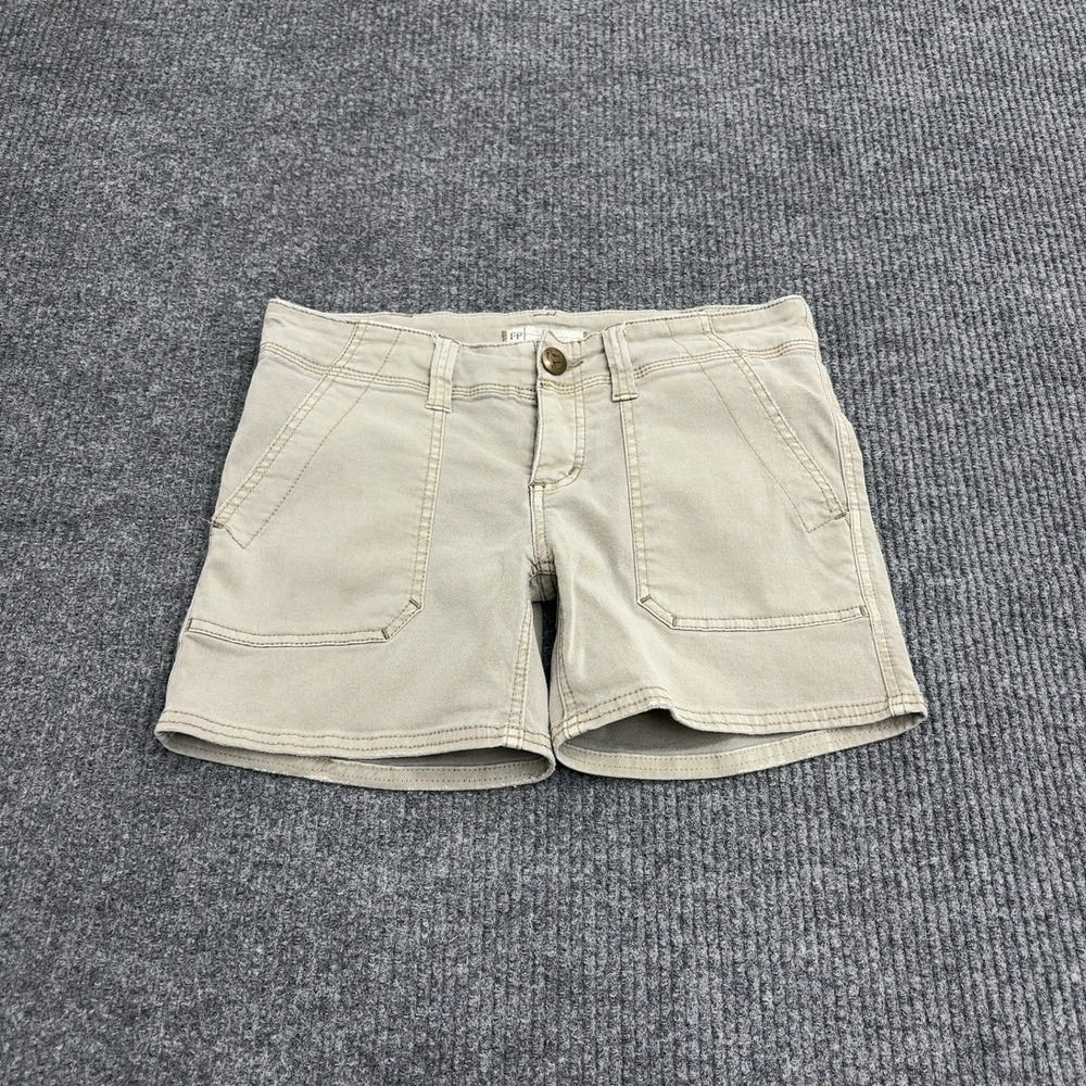 Free People Shorts Womens 27 Khaki Cotton Spandex Stretch Utility Casual Boho
